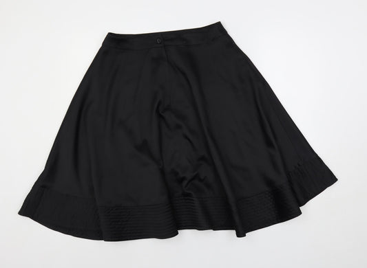 H7M Womens Black Polyester Flare Skirt Size 8 Button