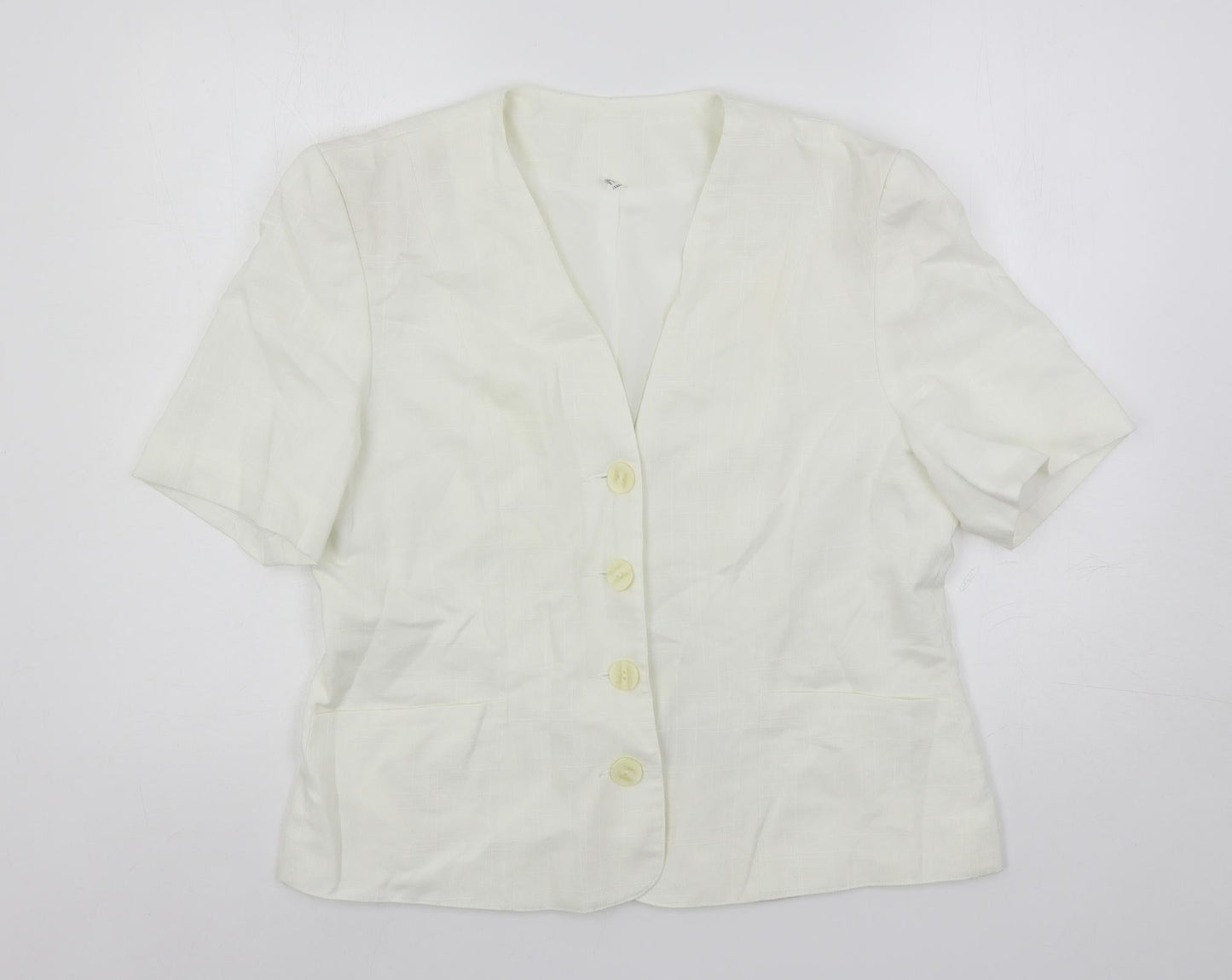 Gayle Glass Womens White Jacket Blazer Size 16 Button