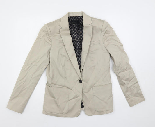 Mango Womens Beige Jacket Blazer Size 8 Button