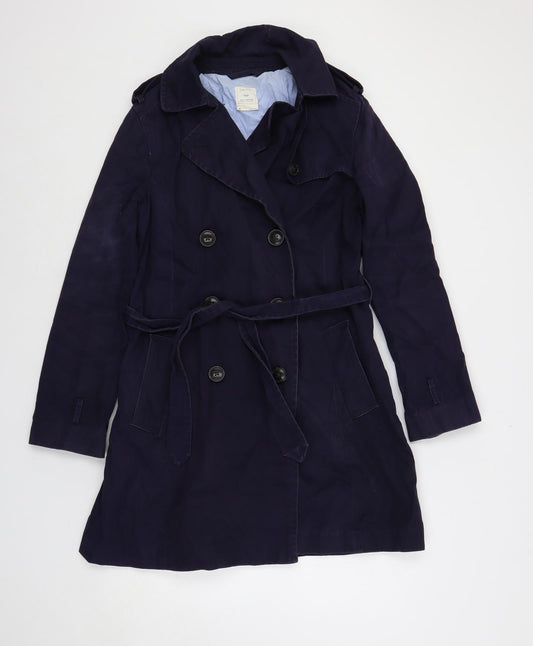 Gap Womens Blue Trench Coat Coat Size M Button