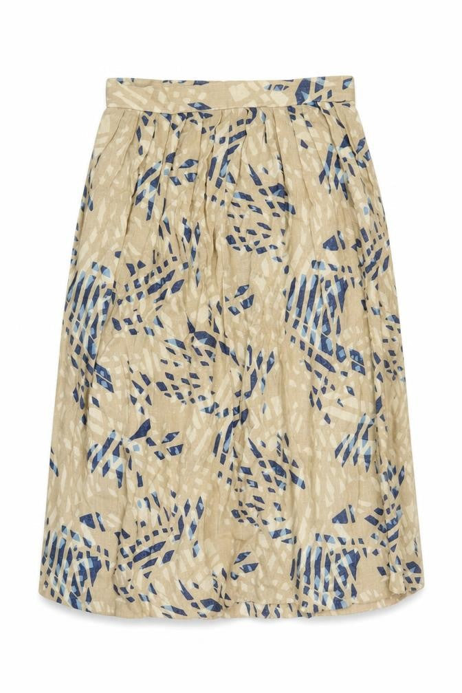Melrose Womens Beige Geometric Viscose A-Line Skirt Size S Button