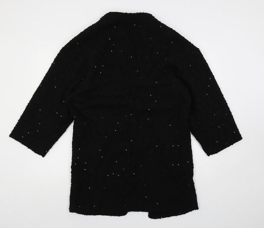 Mela Loves London Womens Black Overcoat Coat Size 12 - Open Sequin