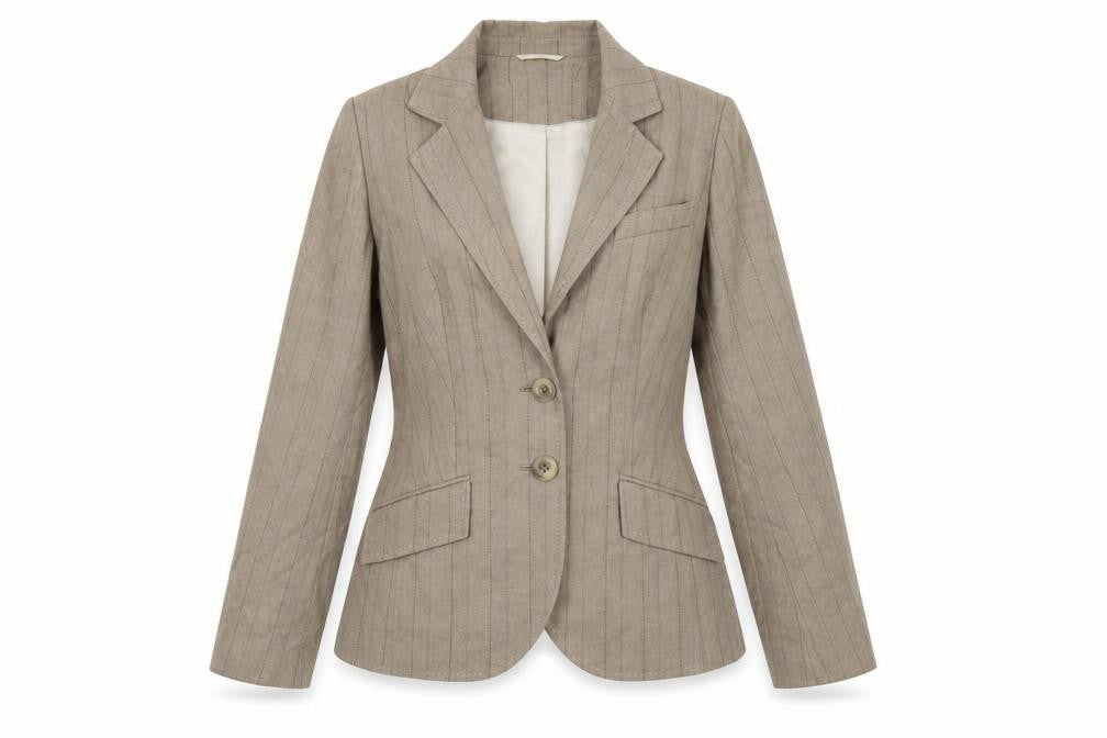 Next Womens Beige Striped Jacket Blazer Size 10 Button