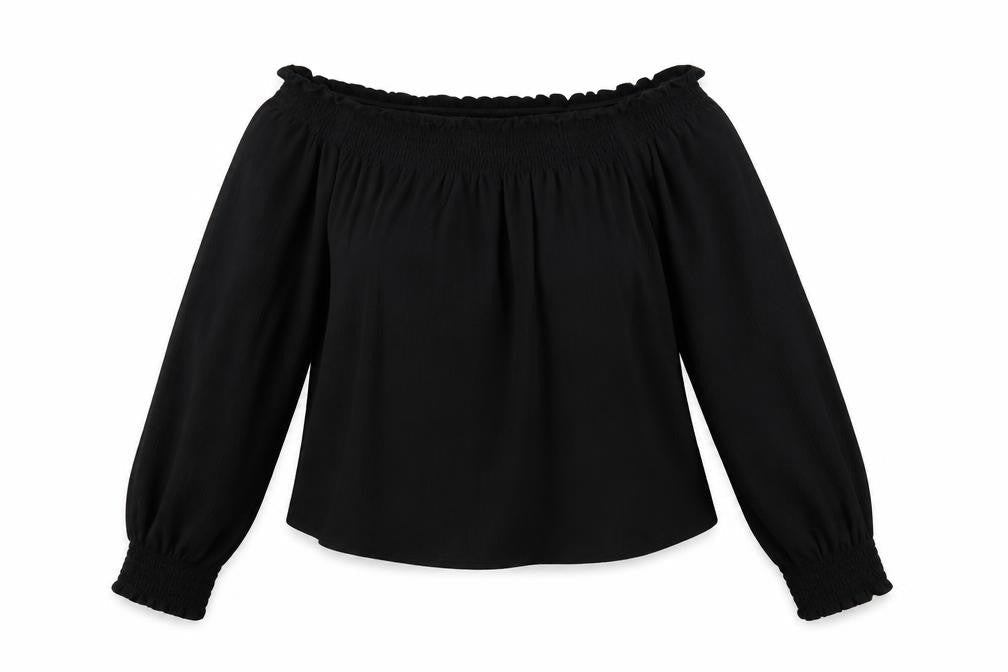 H&M Womens Black Polyester Cropped Blouse Size S Off the Shoulder