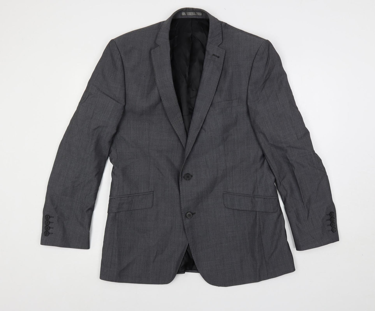 Racing Green Mens Grey Polyester Jacket Suit Jacket Size 40 Regular