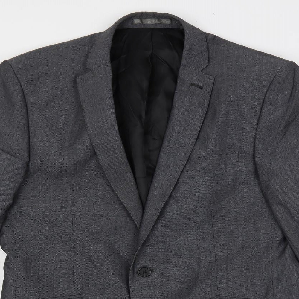 Racing Green Mens Grey Polyester Jacket Suit Jacket Size 40 Regular