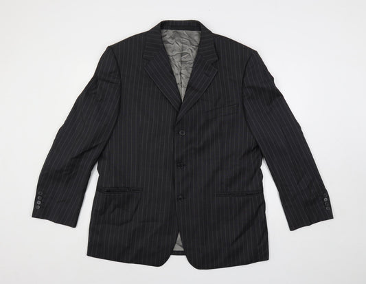 Marks and Spencer Mens Green Striped Wool Jacket Suit Jacket Size 44 Regular