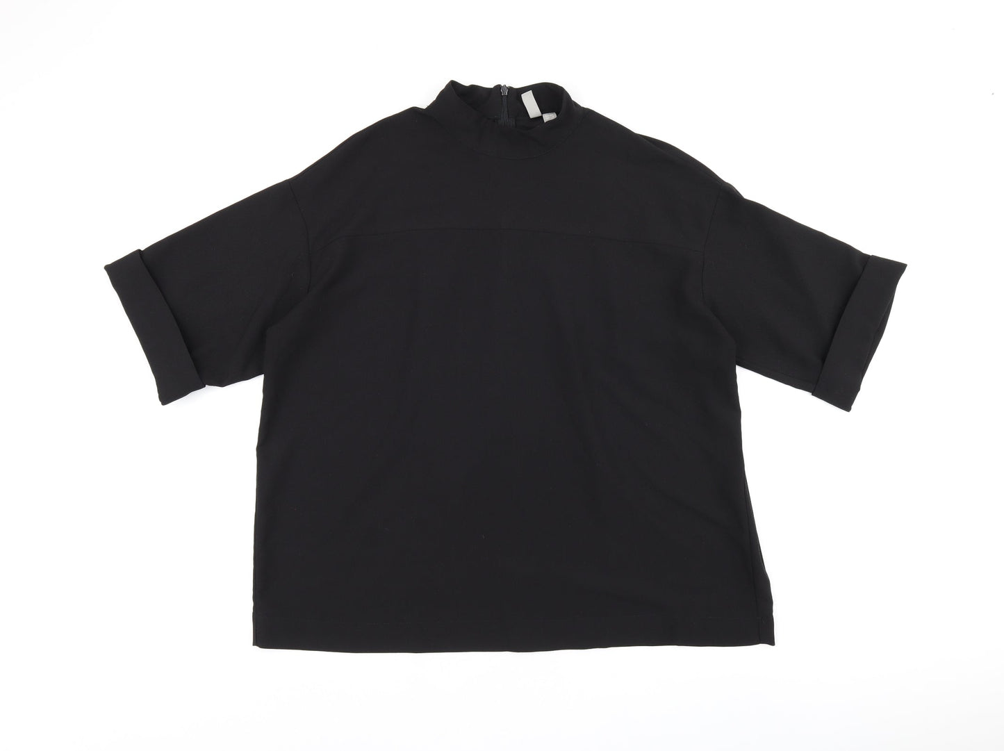 ASOS Womens Black Polyester Basic Blouse Size 12 Round Neck
