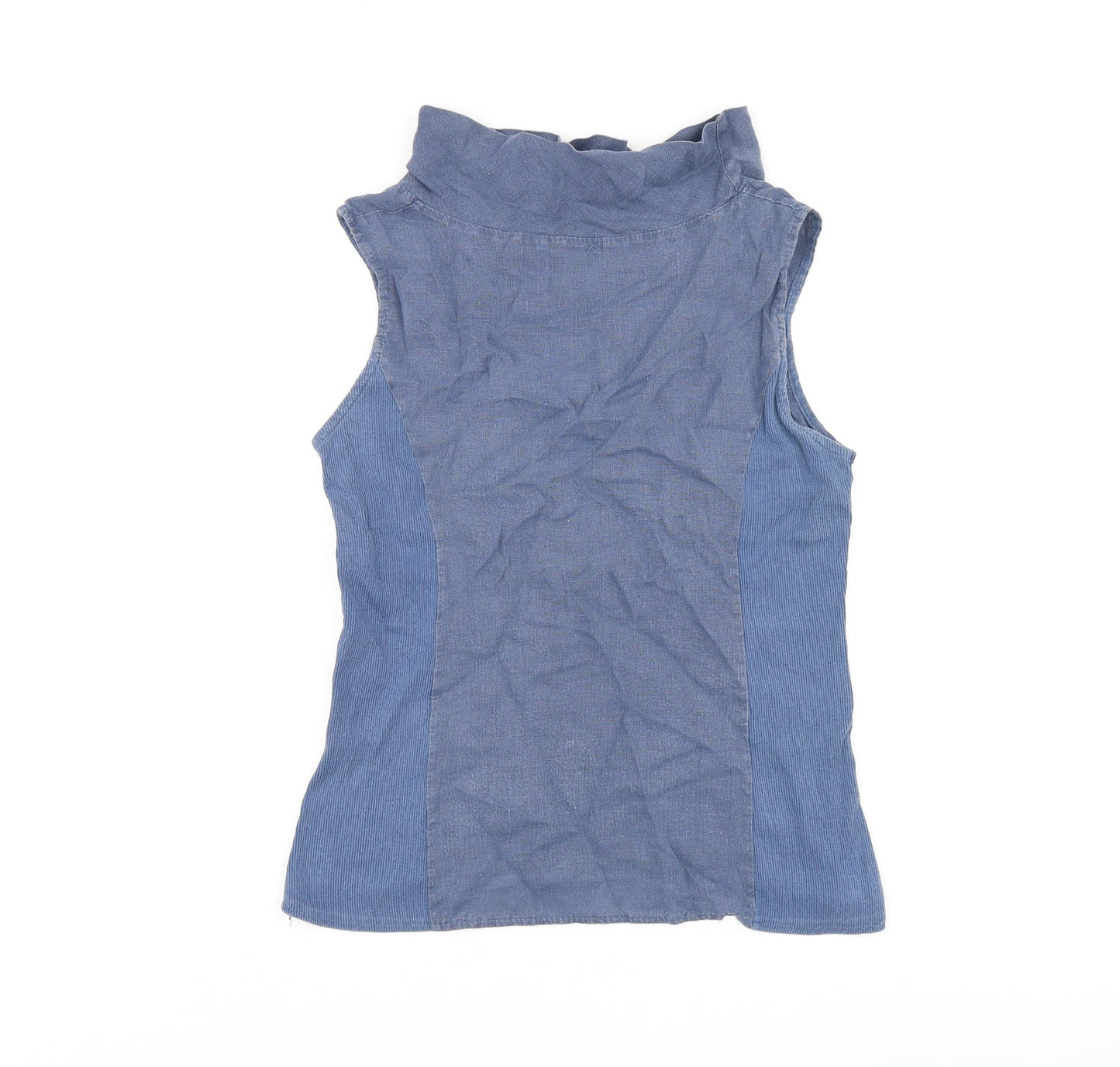 Blu Orchid Womens Blue Polyester Basic T-Shirt Size S High Neck