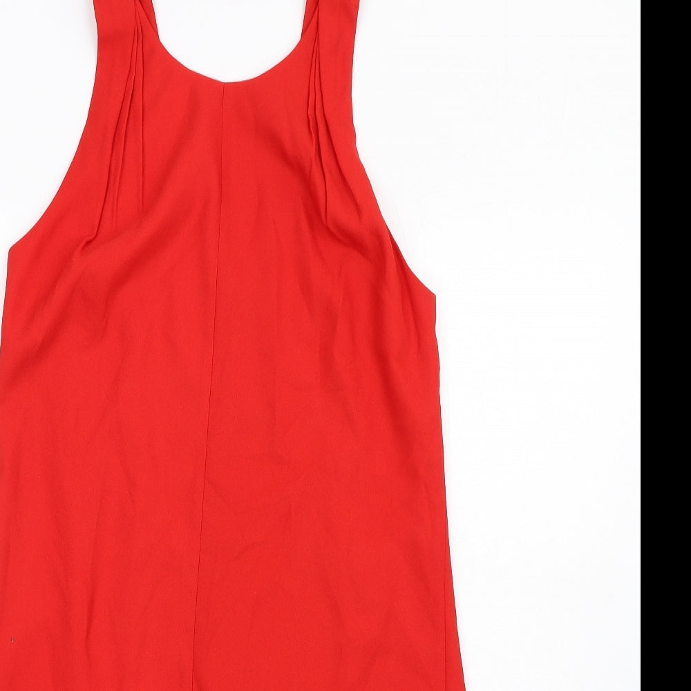 Great Plains Womens Red Polyester A-Line Size 10 Scoop Neck Zip