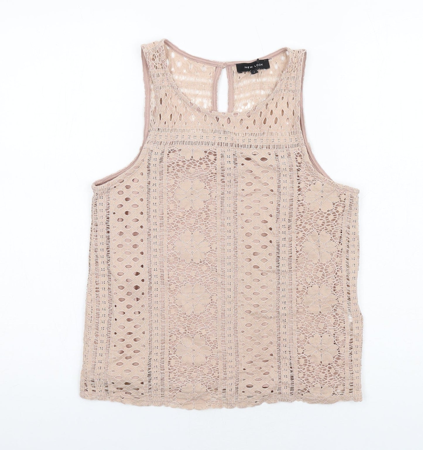 New Look Womens Beige Nylon Basic Tank Size 8 Scoop Neck