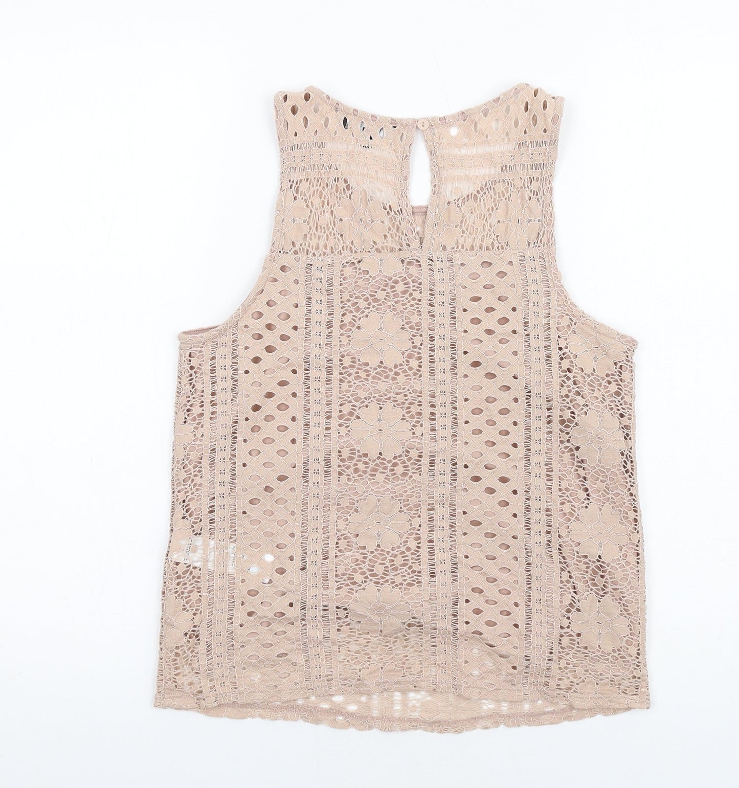 New Look Womens Beige Nylon Basic Tank Size 8 Scoop Neck