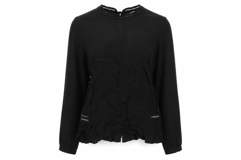 Marks and Spencer Womens Black Viscose Basic Blouse Size 12 Round Neck