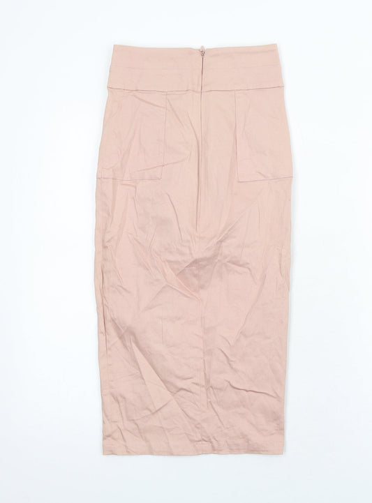 Mistress Rocks Womens Pink Cotton Straight & Pencil Skirt Size S