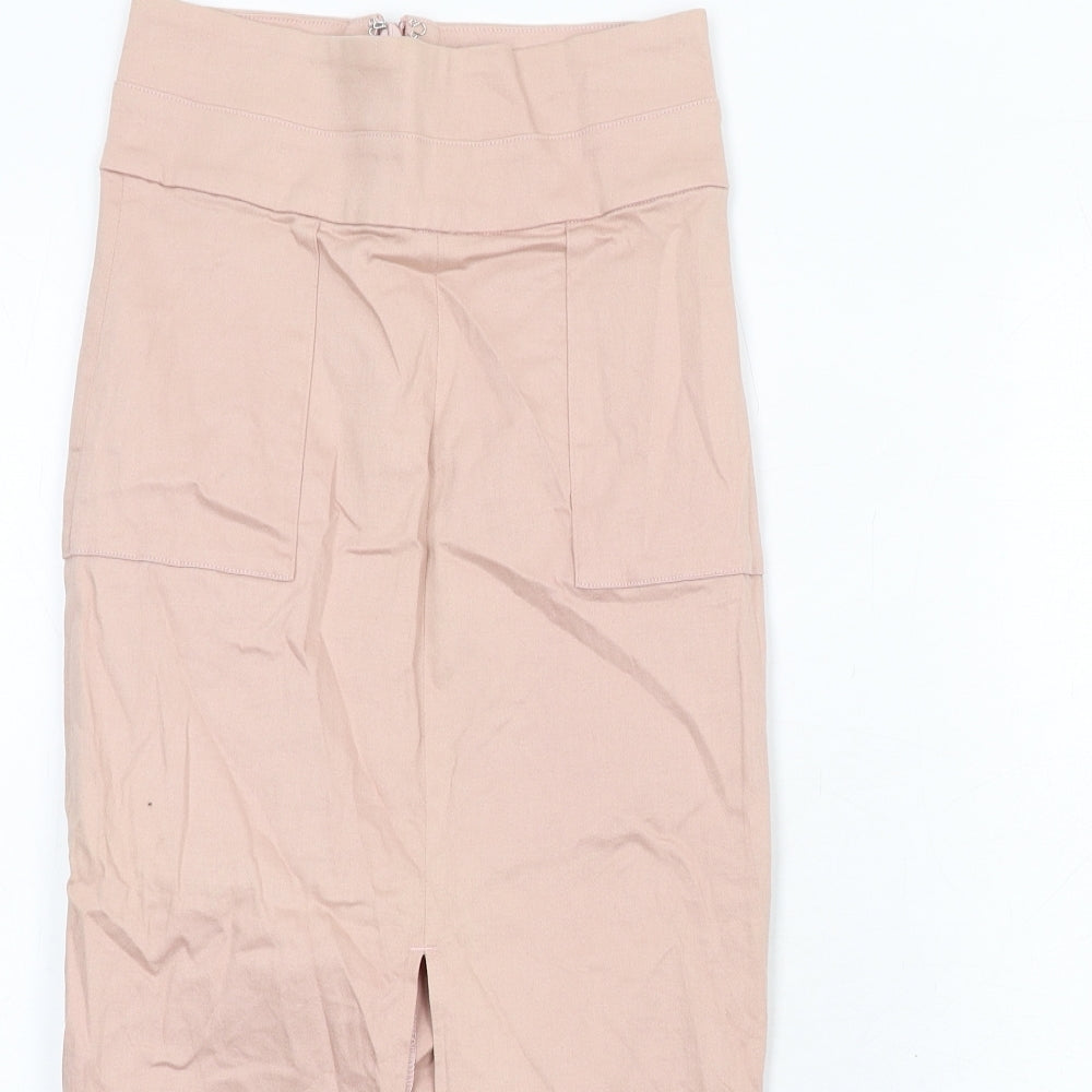 Mistress Rocks Womens Pink Cotton Straight & Pencil Skirt Size S