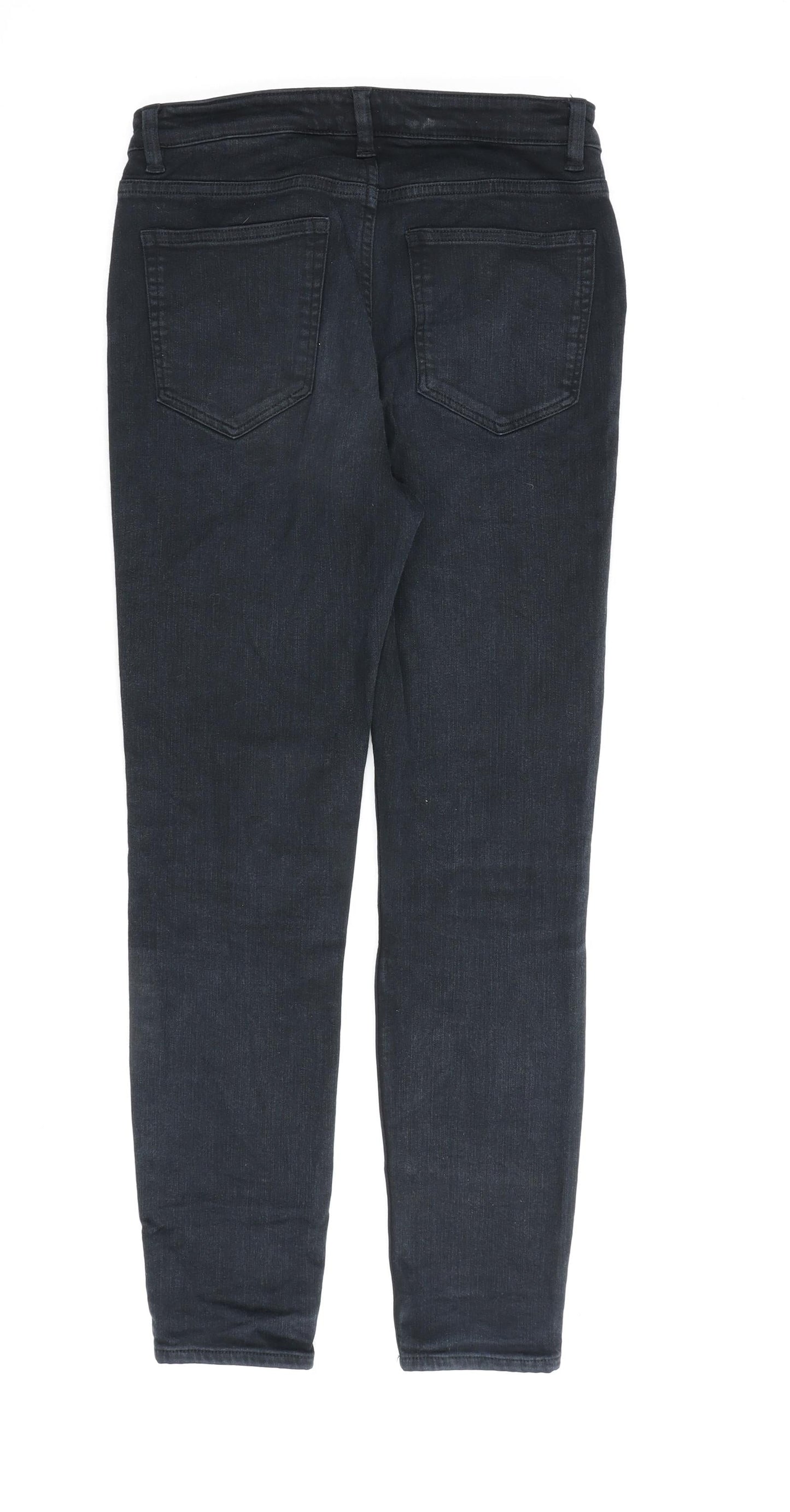 H&M Womens Black Cotton Straight Jeans Size 8 L27 in Regular Zip