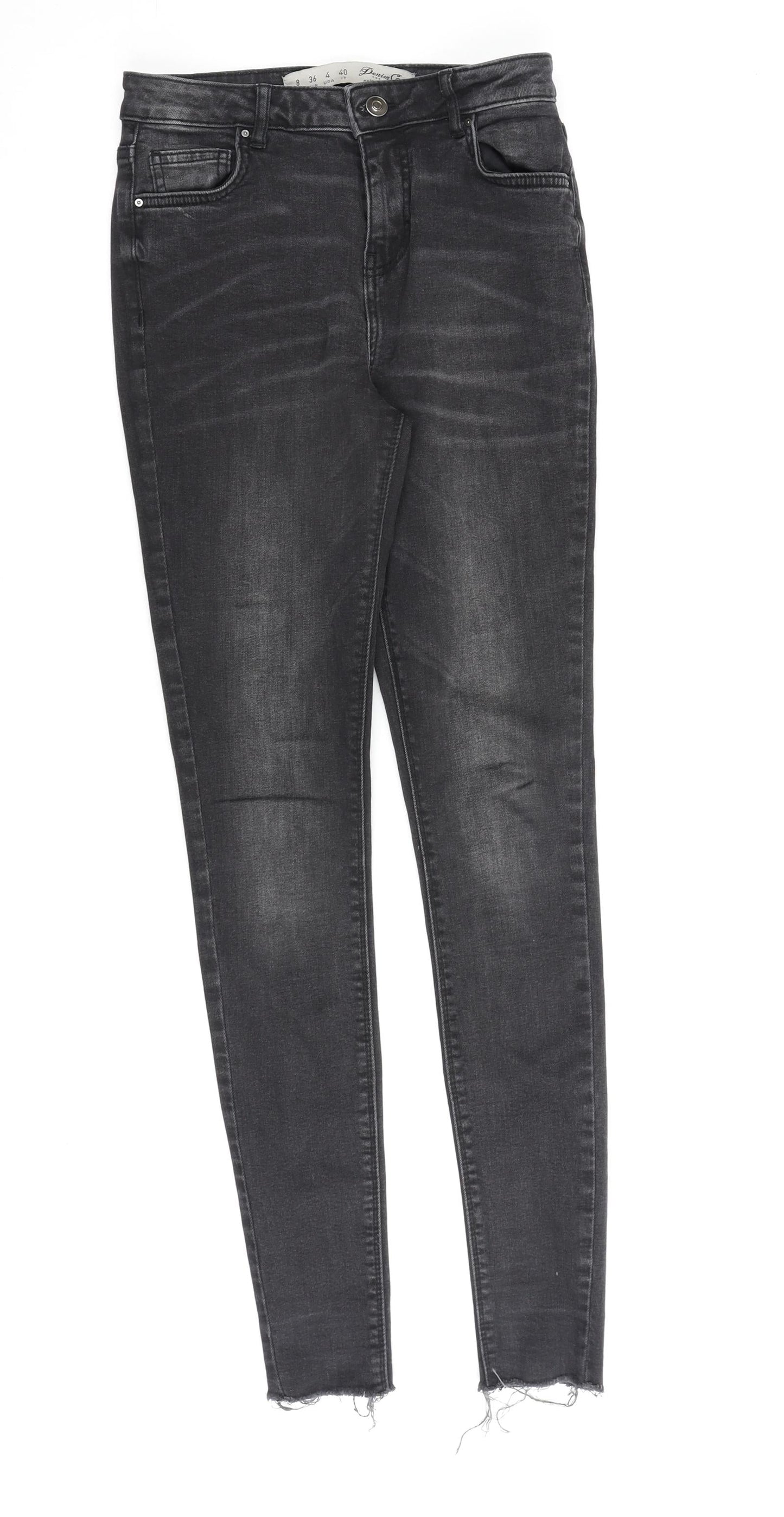 Denim & Co. Womens Grey Cotton Skinny Jeans Size 8 L30 in Regular Zip
