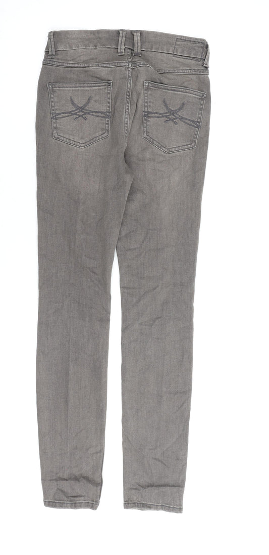 Marks and Spencer Womens Grey Cotton Trousers Size 8 L30 in Regular Zip