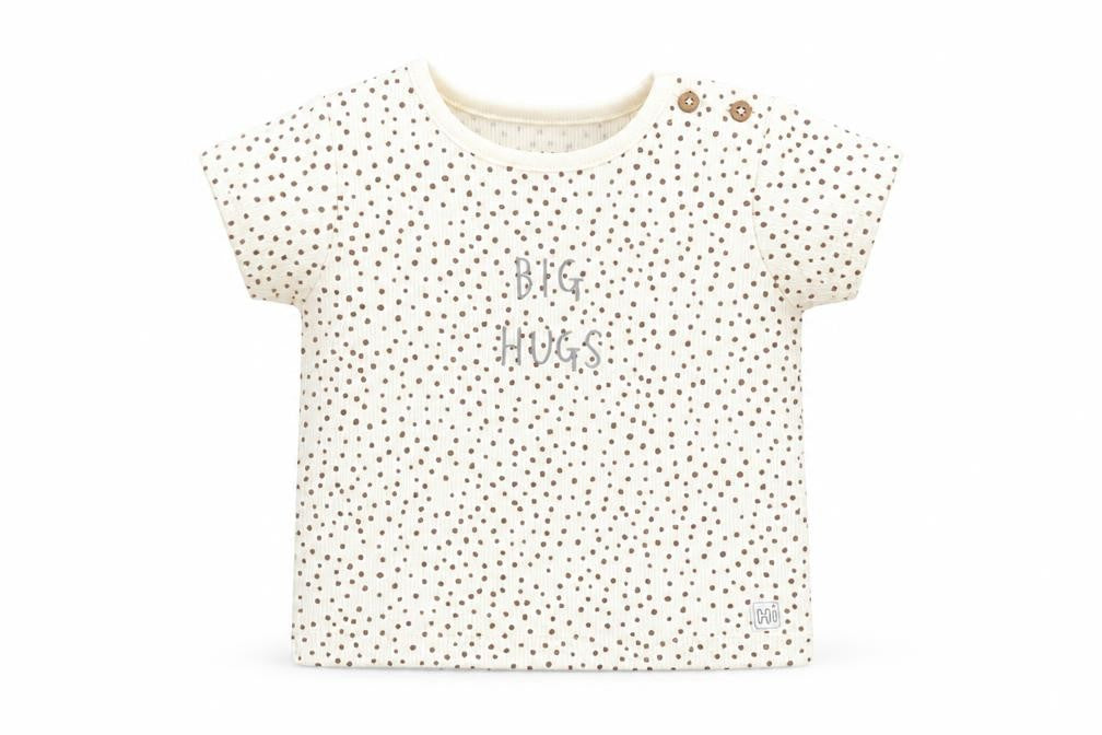 Marks and Spencer Baby Beige Geometric Cotton Basic T-Shirt Size 0-3 Months Round Neck Pullover