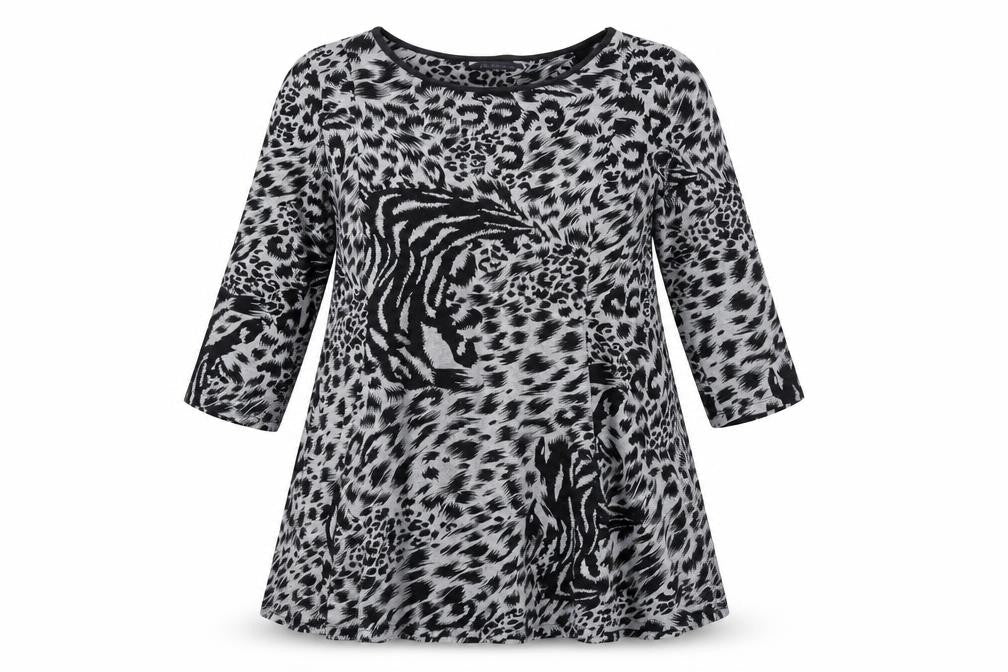 Marks and Spencer Womens Grey Animal Print Polyester A-Line Size 14 Round Neck Pullover