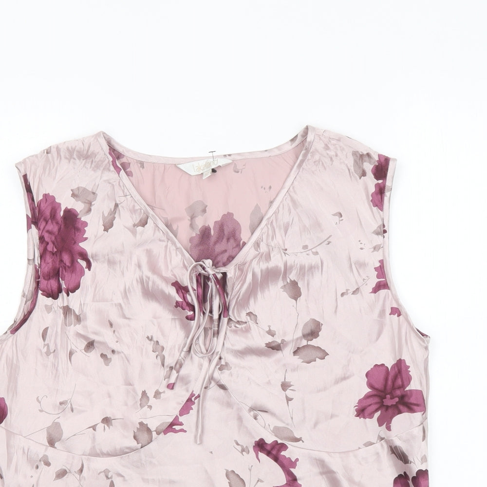 Lakeland Womens Pink Floral Polyester Basic Blouse Size 12 V-Neck