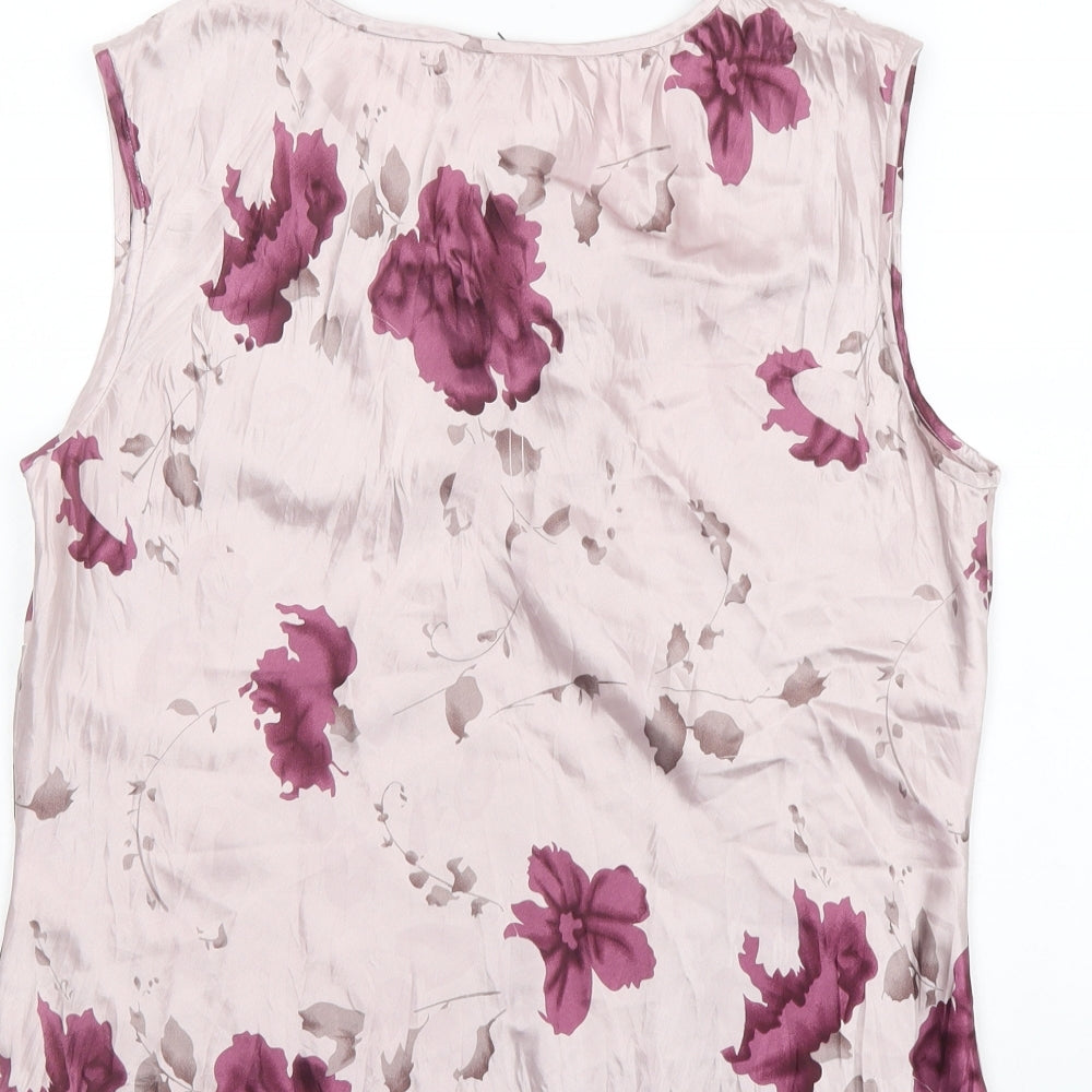 Lakeland Womens Pink Floral Polyester Basic Blouse Size 12 V-Neck