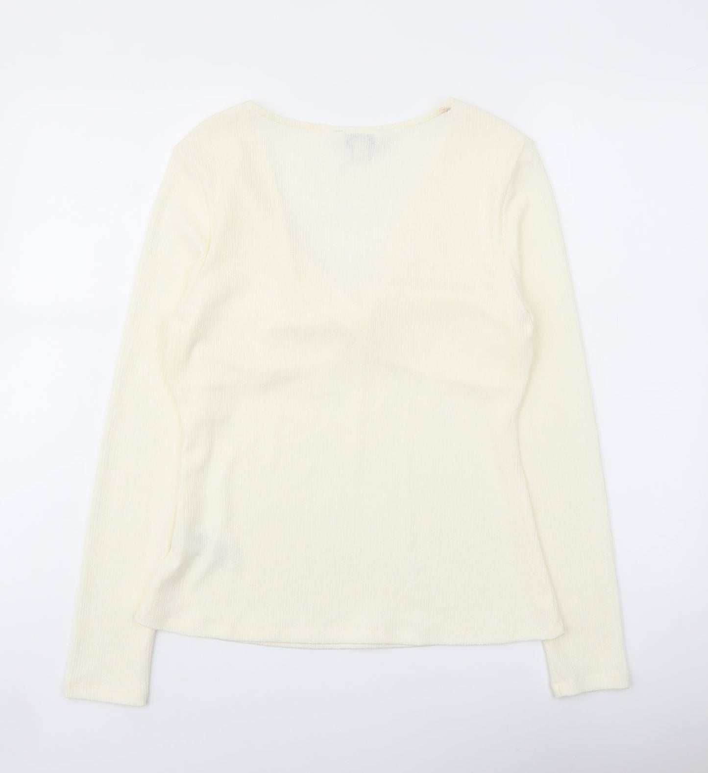 Marks and Spencer Womens Ivory Polyester Basic Blouse Size 14 V-Neck
