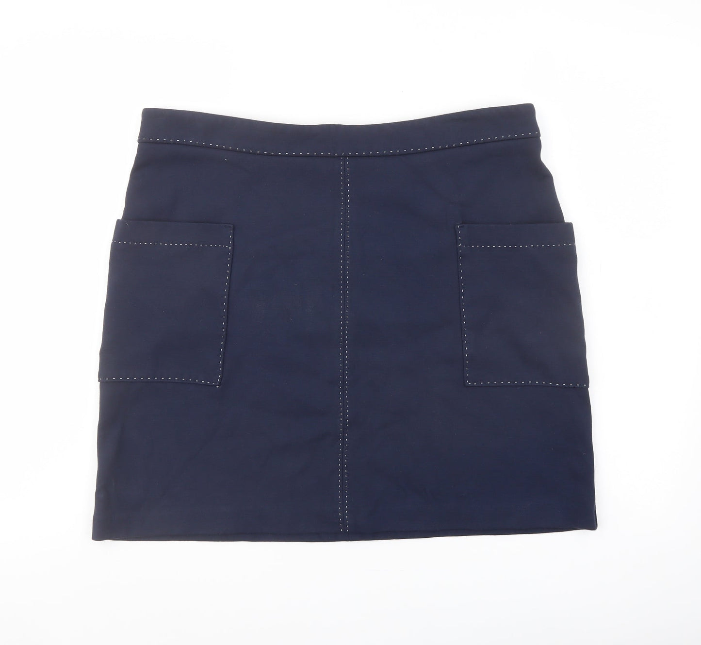 NEXT Womens Blue Viscose A-Line Skirt Size 16 Zip