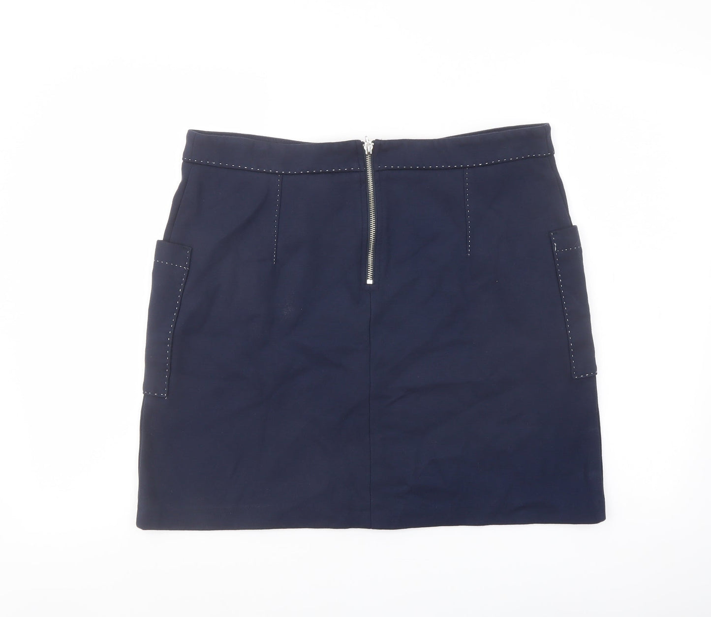 NEXT Womens Blue Viscose A-Line Skirt Size 16 Zip