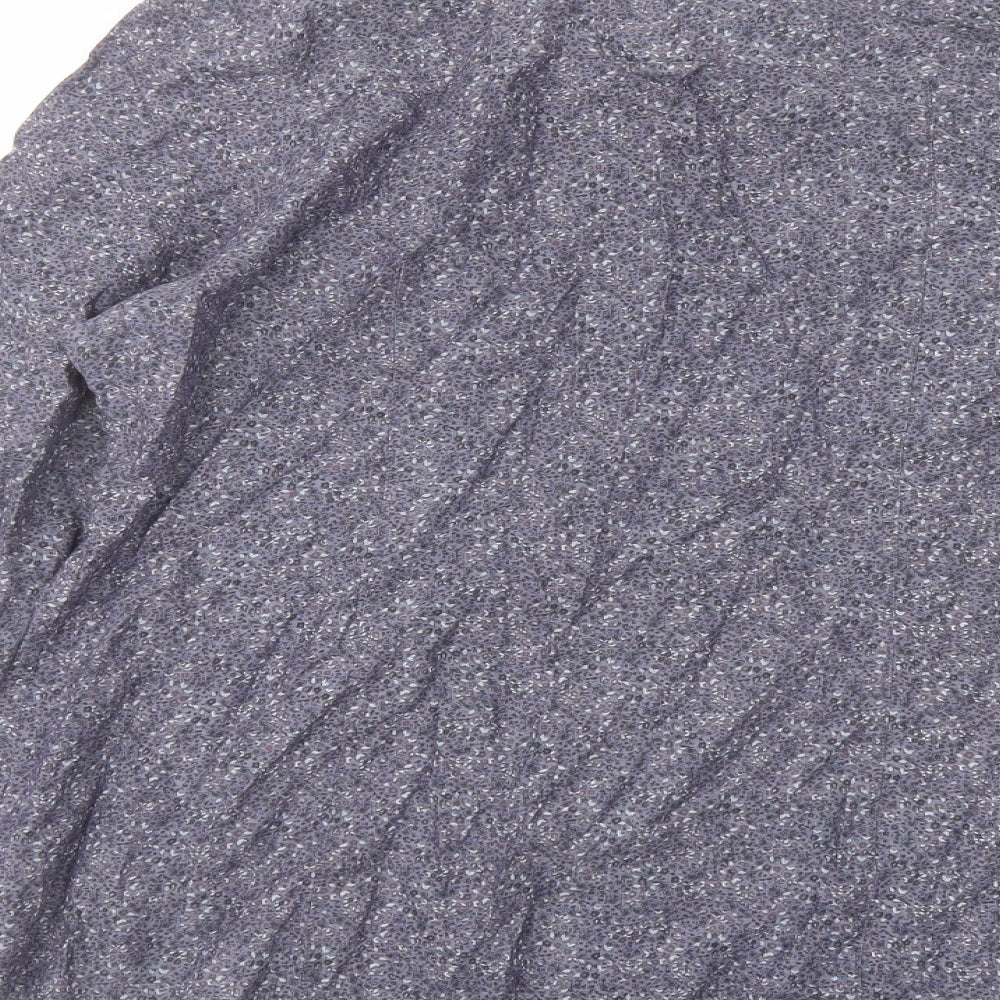 Marks and Spencer Womens Grey Geometric Cotton Basic Button-Up Size 12 Round Neck