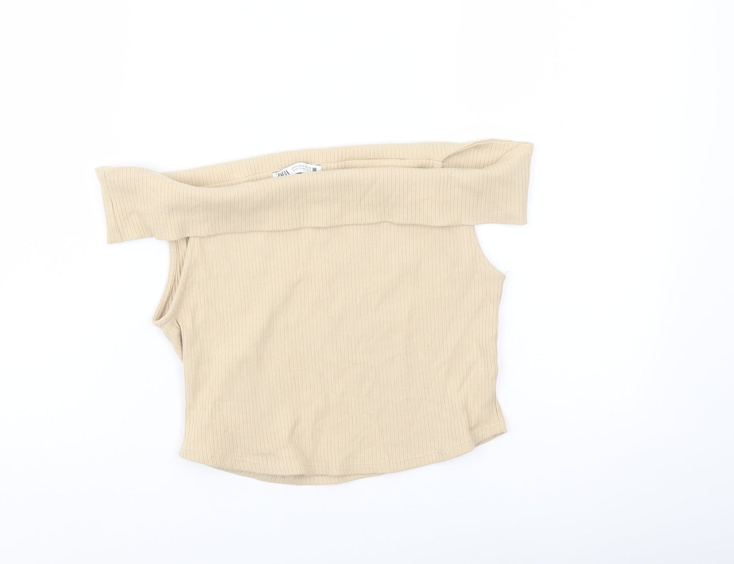 Zsara Womens Beige Polyester Cropped Blouse Size S Square Neck