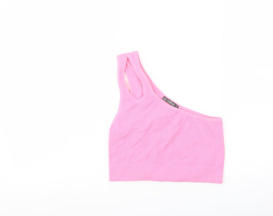 Dunnes Stores Womens Pink Polyamide Cropped Tank Size M One Shoulder