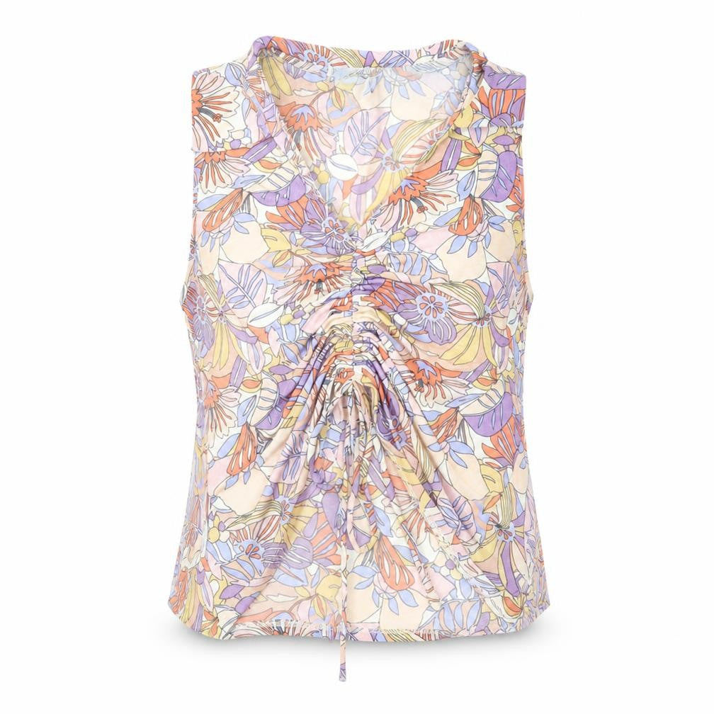 Sweet Rain Womens Multicoloured Floral Polyester Basic Blouse Size M V-Neck
