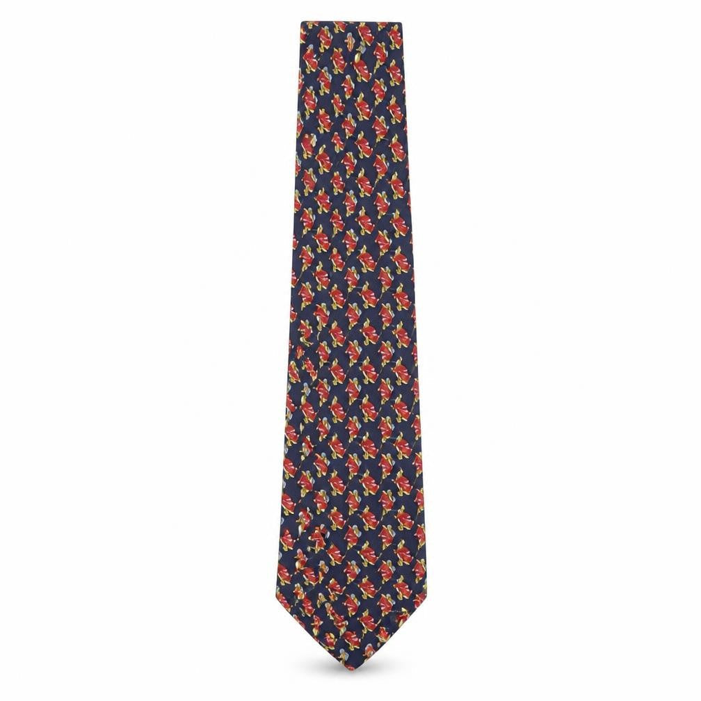 Vintage Mother Goose Mens Multicoloured Geometric Silk Pointed Tie One Size - Mother Goose Print