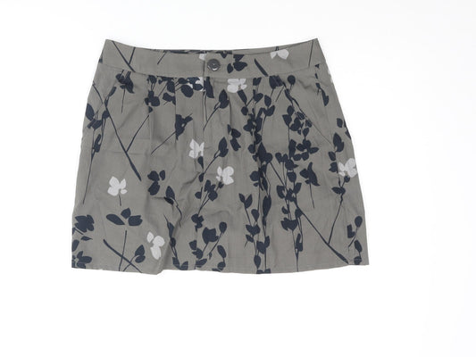 Gap Womens Grey Floral Polyester Mini Skirt Size 6 Zip