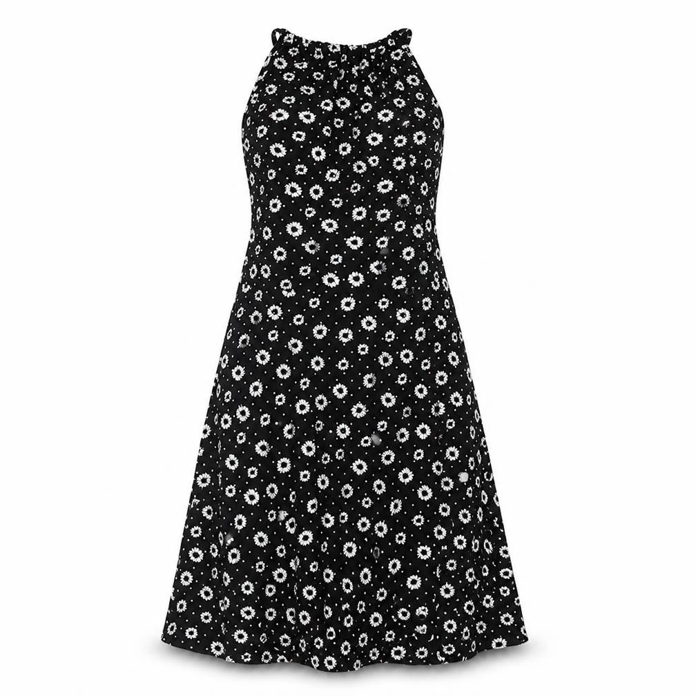 Miss Selfridge Womens Black Geometric Viscose A-Line Size 8 Halter Tie - Floral Print