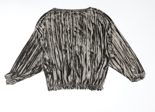 Pull&Bear Womens Brown Polyester Basic Blouse Size S Round Neck