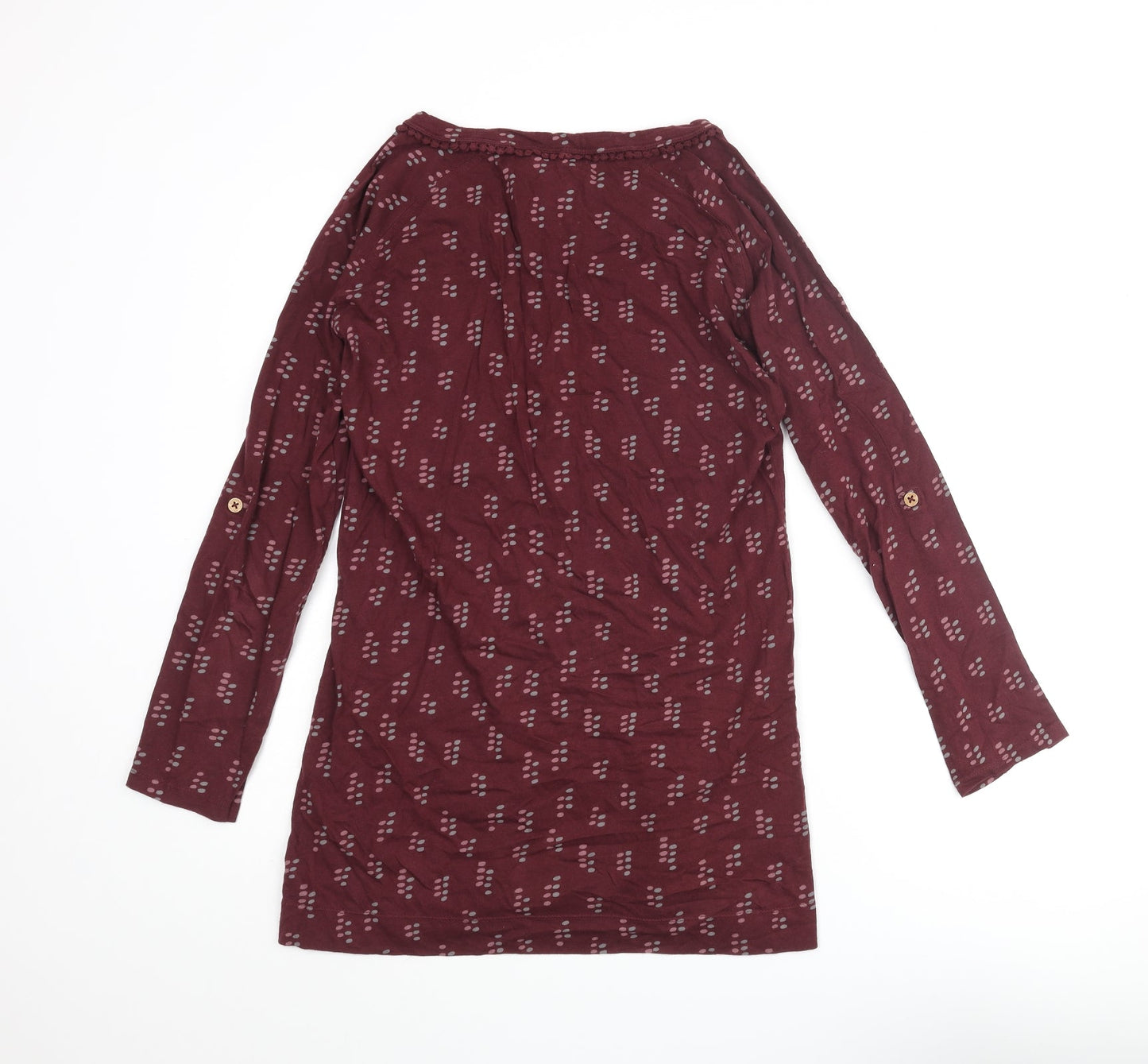 Mudd & Water Womens Purple Geometric Cotton Mini Size 12 Round Neck Pullover