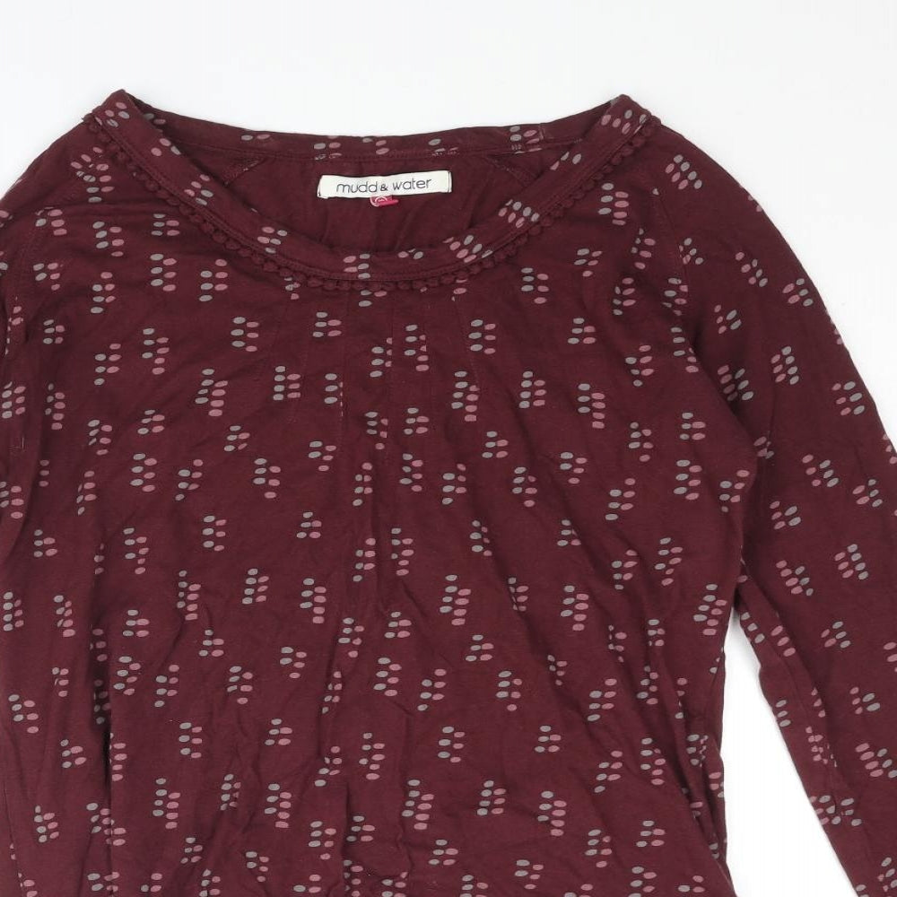Mudd & Water Womens Purple Geometric Cotton Mini Size 12 Round Neck Pullover