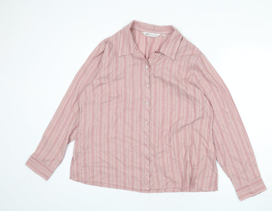 EWM Womens Multicoloured Striped Polyester Basic Button-Up Size 20 Collared