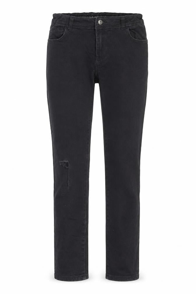 Front view of Denim & Co. girls’ black cotton skinny jeans, size 13-14, years, 28-inch leg regular zip - adjustable waist