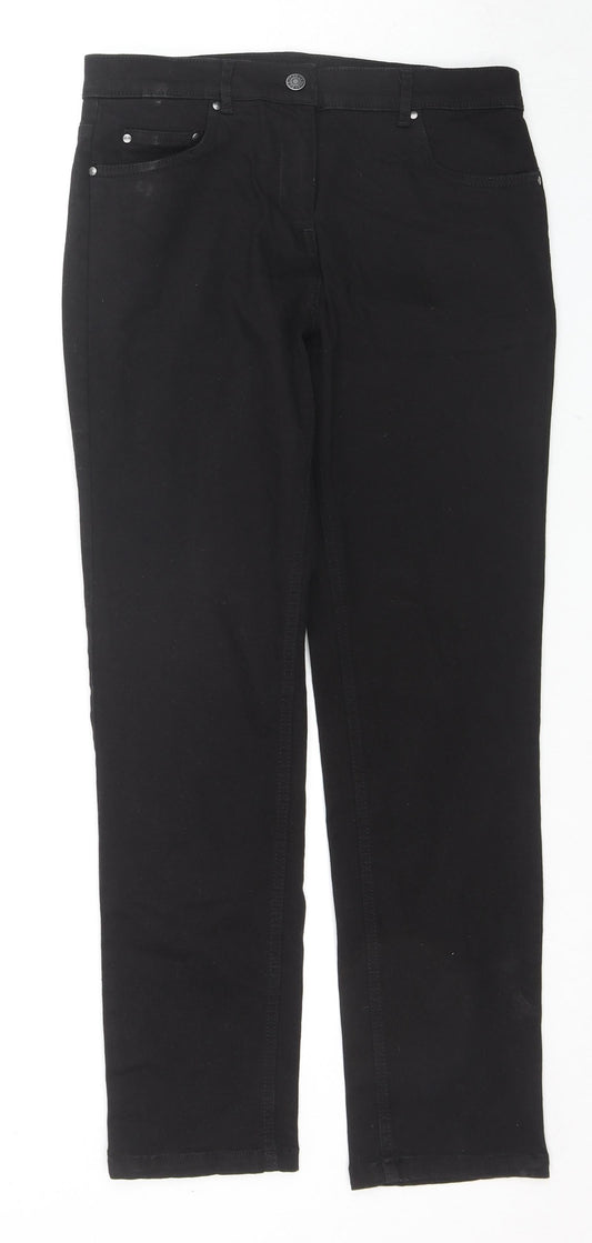 Brook Taverner Womens Black Cotton Straight Jeans Size 8 L29 in Regular Zip