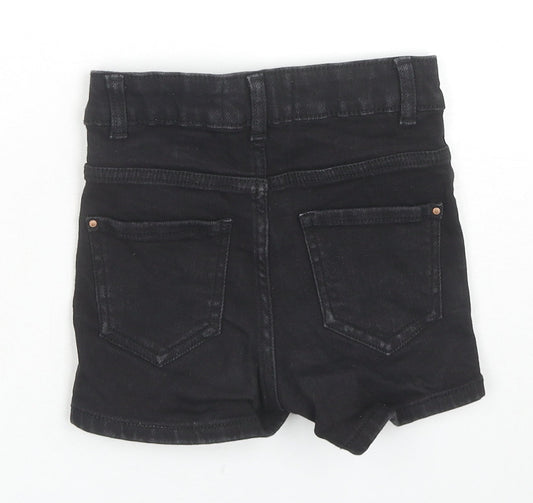 New Look Girls Black Cotton Hot Pants Shorts Size 9 Years L3 in Regular Zip