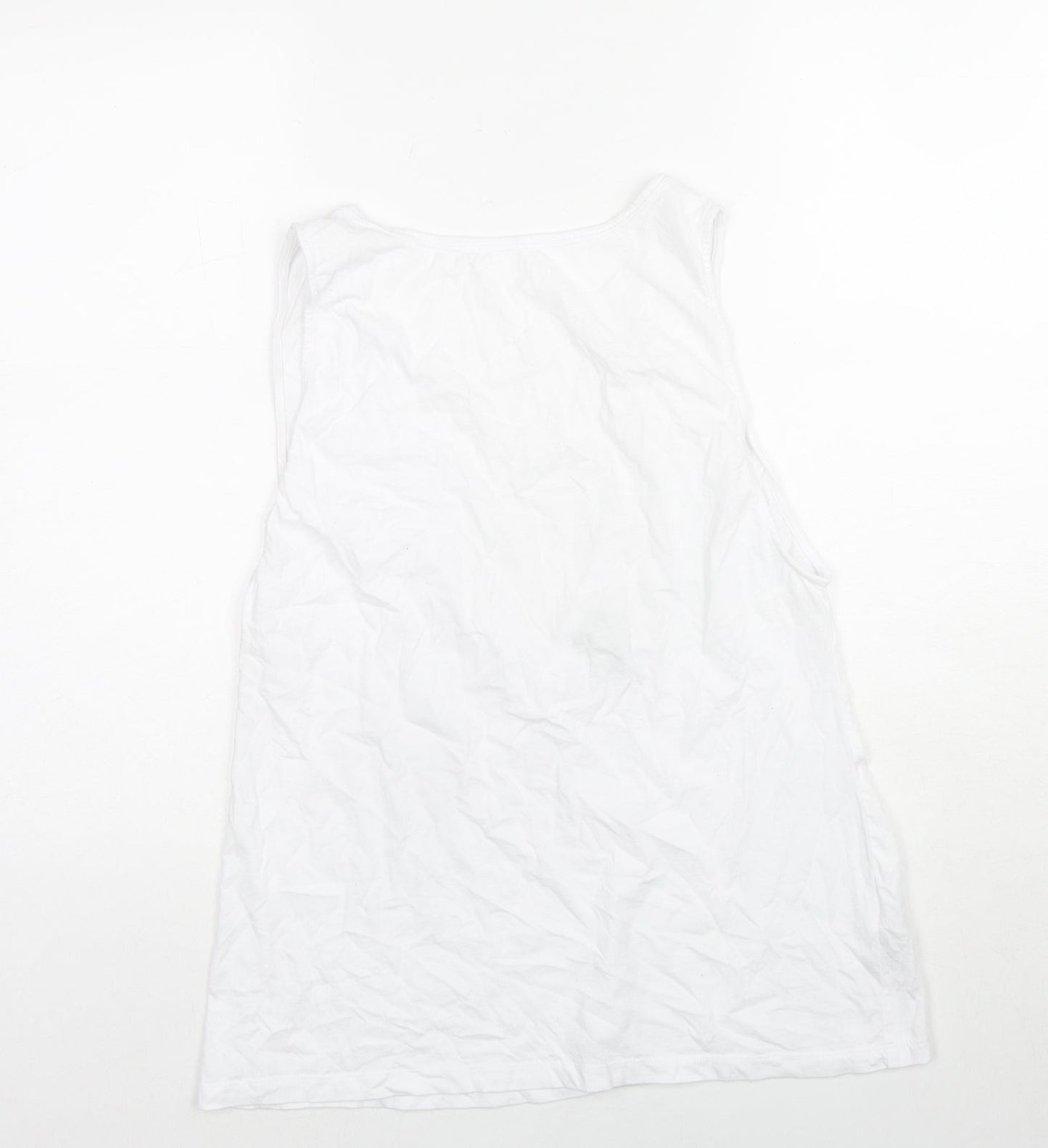 ASOS Womens White Cotton Basic Tank Size 12 Round Neck