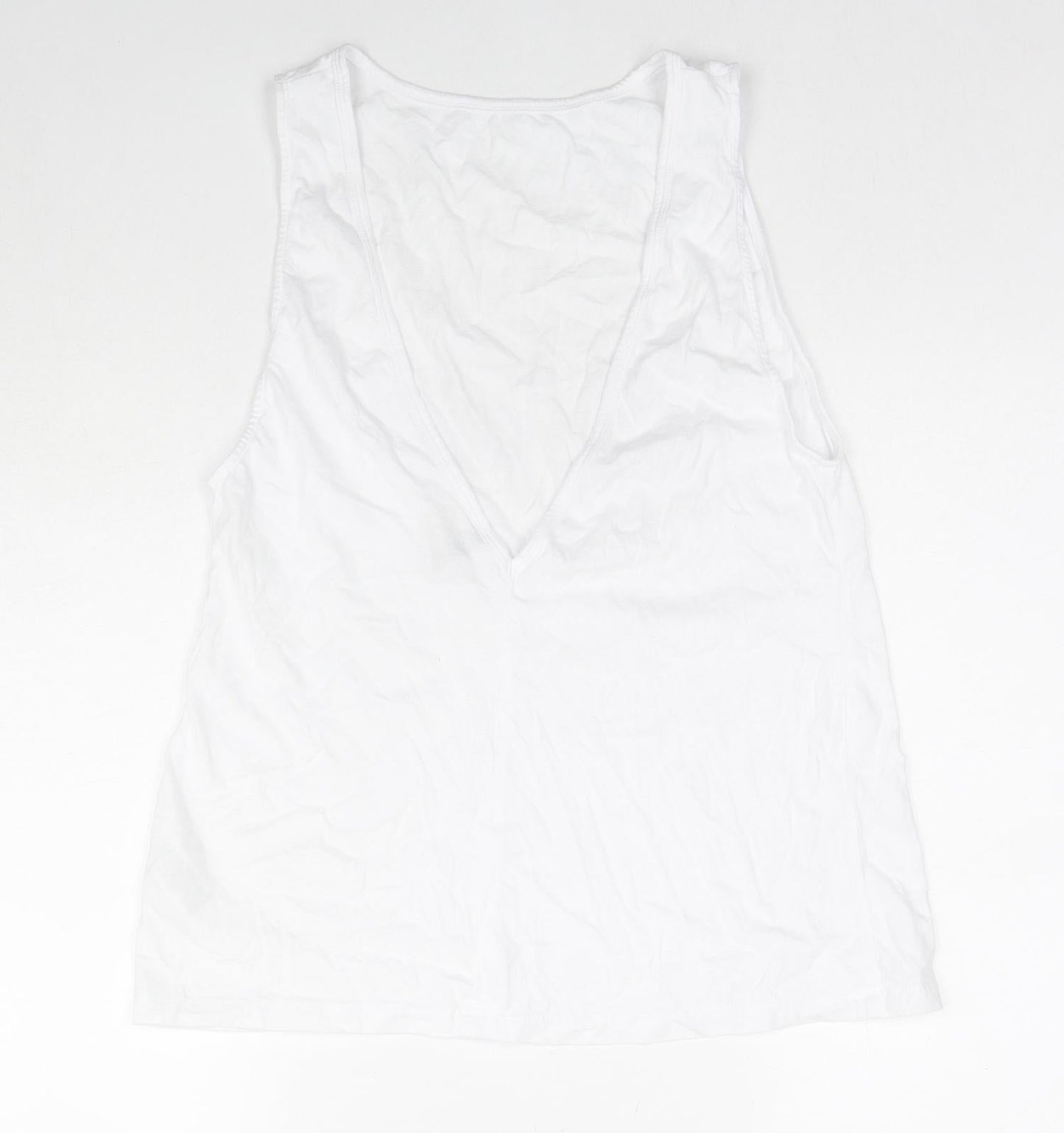 ASOS Womens White Cotton Basic Tank Size 12 Round Neck