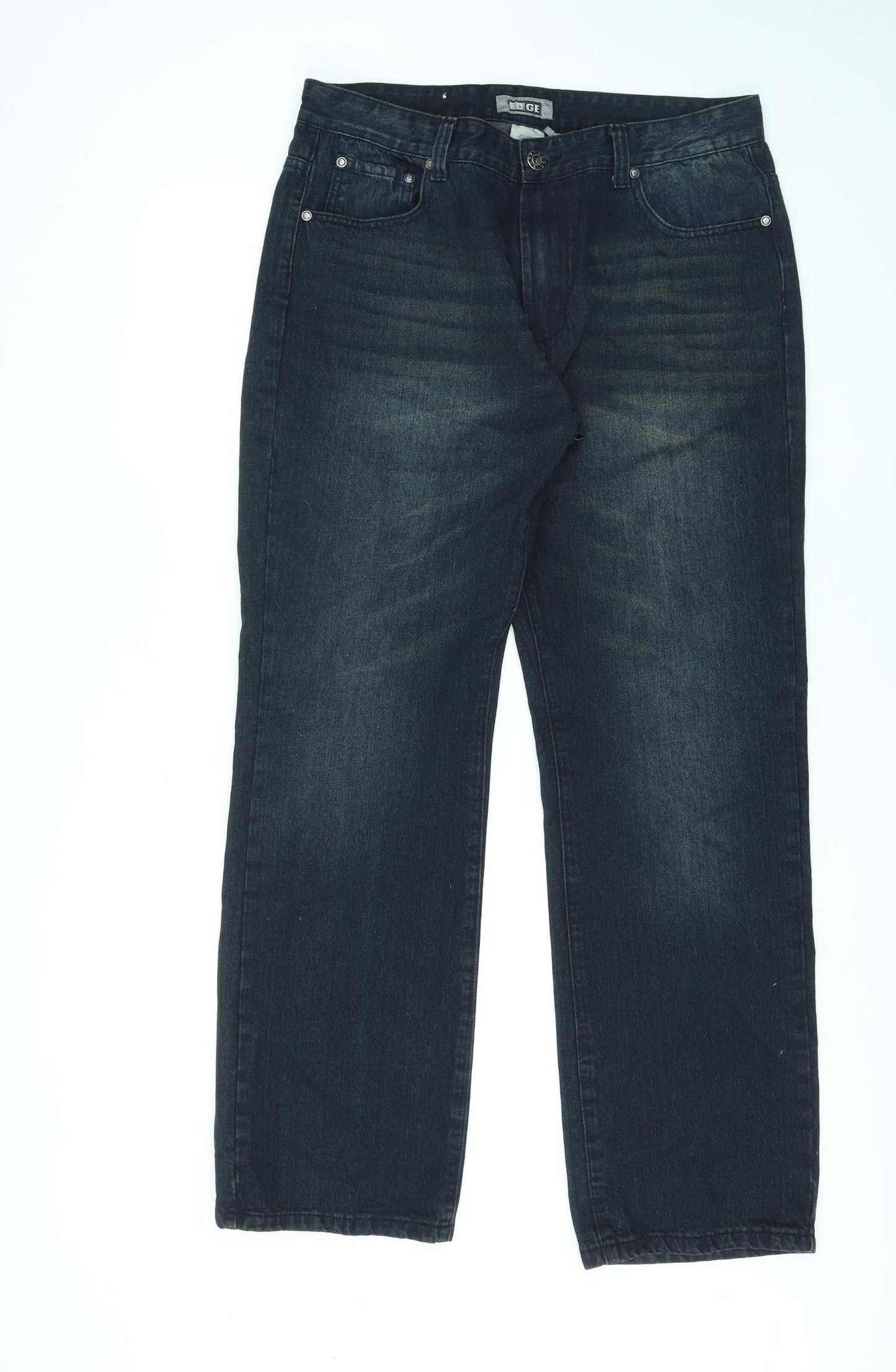 Edge Womens Blue Cotton Straight Jeans Size 36 in L32 in Regular Zip