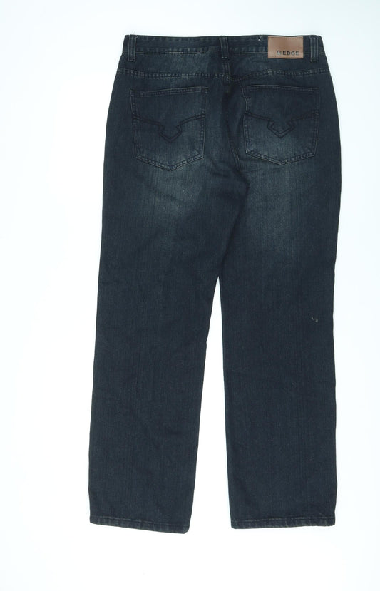 Edge Womens Blue Cotton Straight Jeans Size 36 in L32 in Regular Zip
