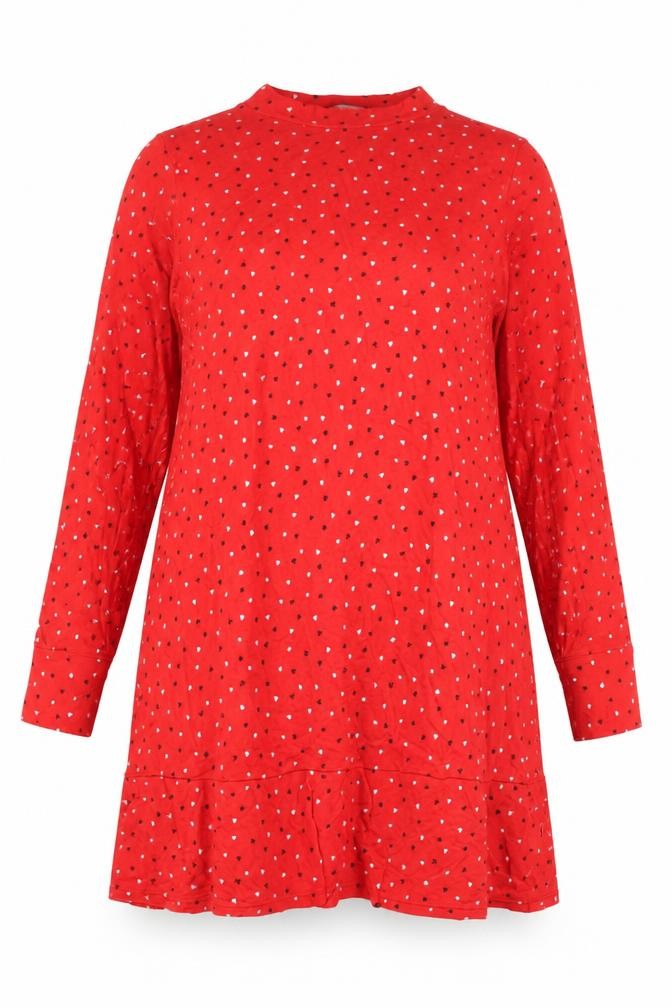 Marks and Spencer Womens Red Geometric Viscose A-Line Size 14 Round Neck Pullover