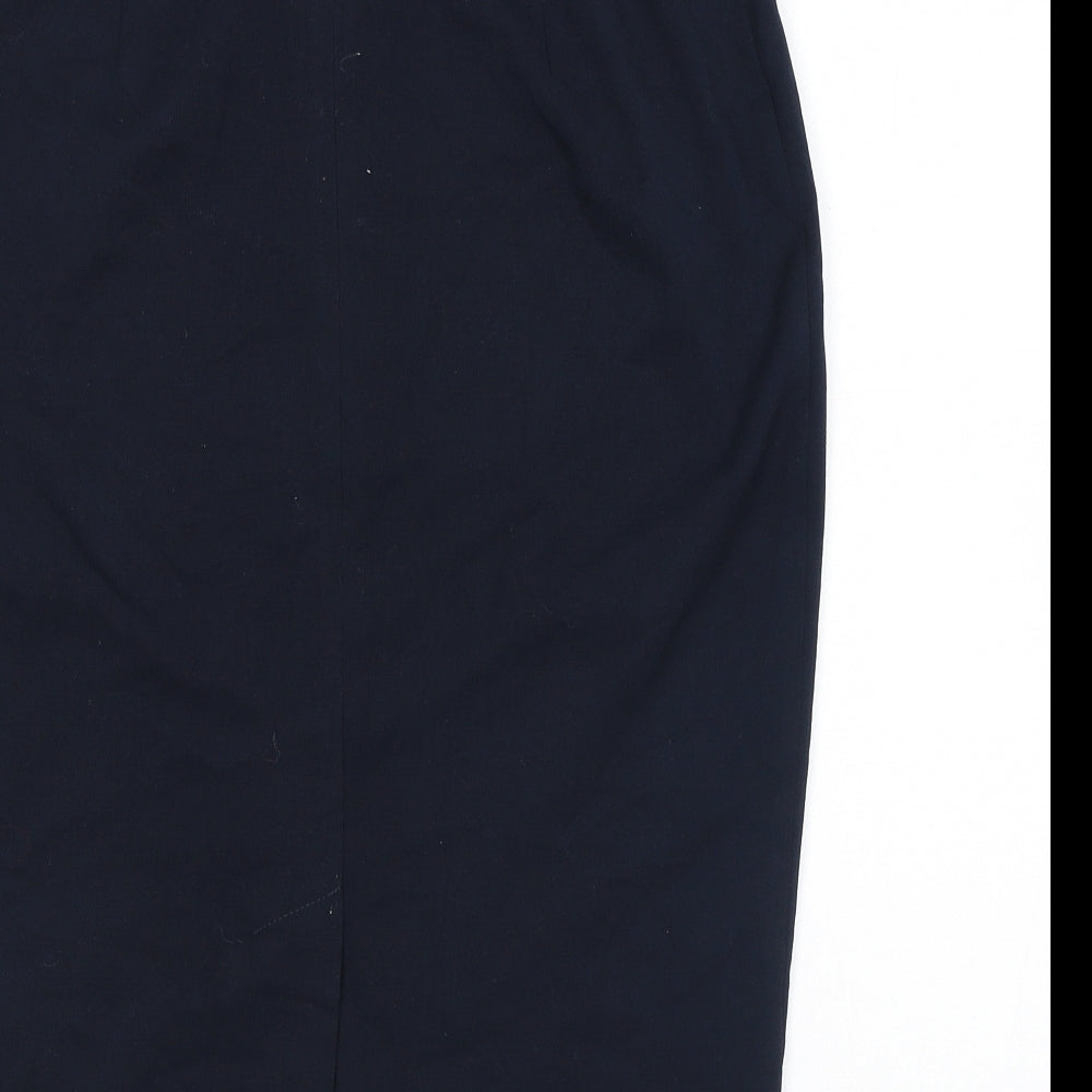 Marks and Spencer Womens Blue Polyester Straight & Pencil Skirt Size 10 Zip