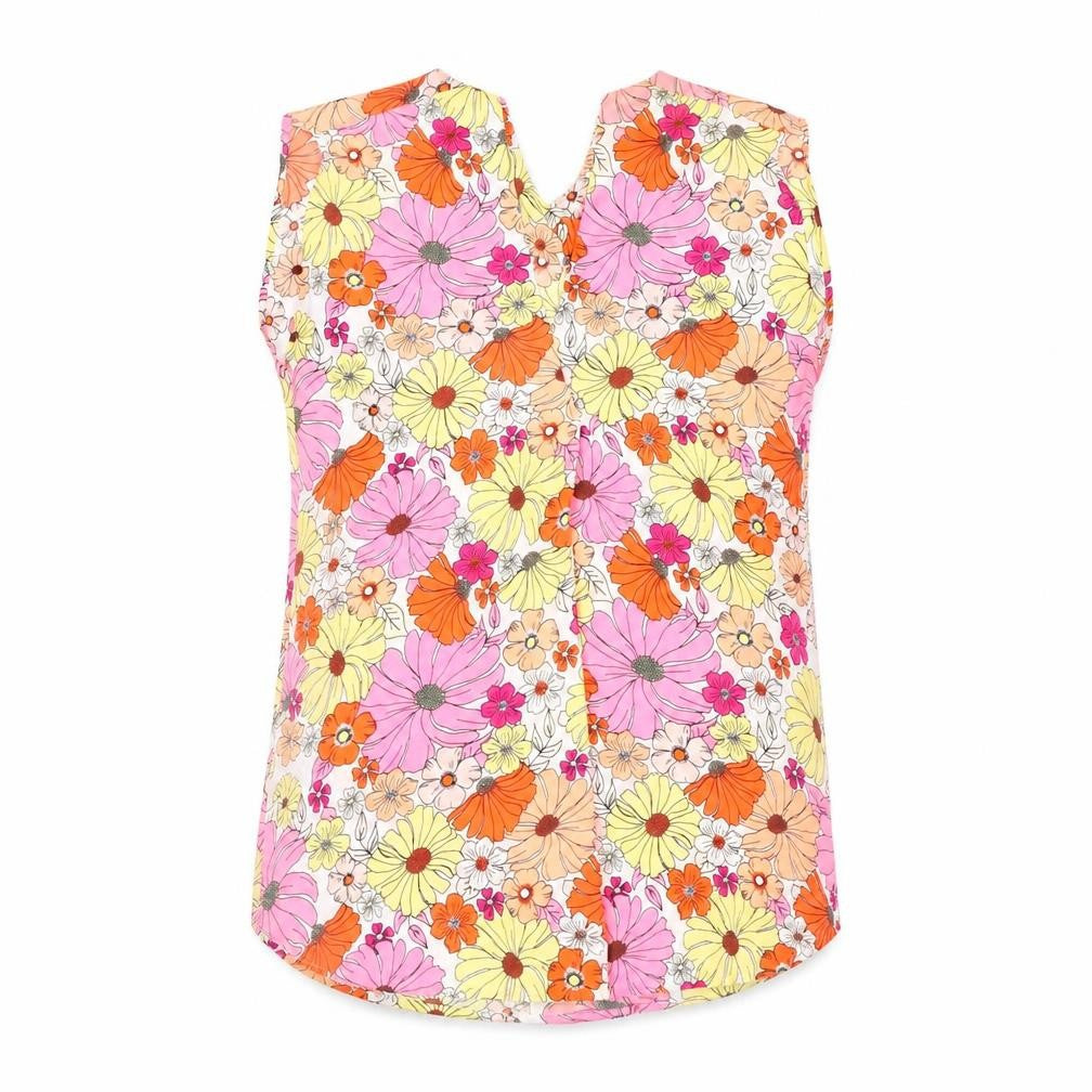 Marks and Spencer Womens Pink Floral Polyester Basic Tank Size 6 V-Neck